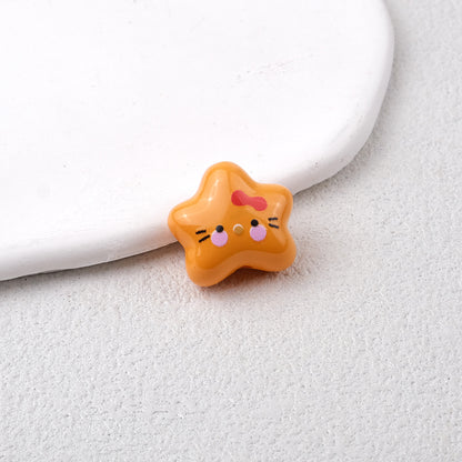 Star Acrylic Beads 20mm Glossy Hello KT Faces Colorful 20pcs 14