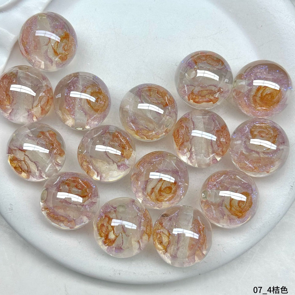 Luminous Rose Resin Beads 16mm Round Multicolor 10pcs 11