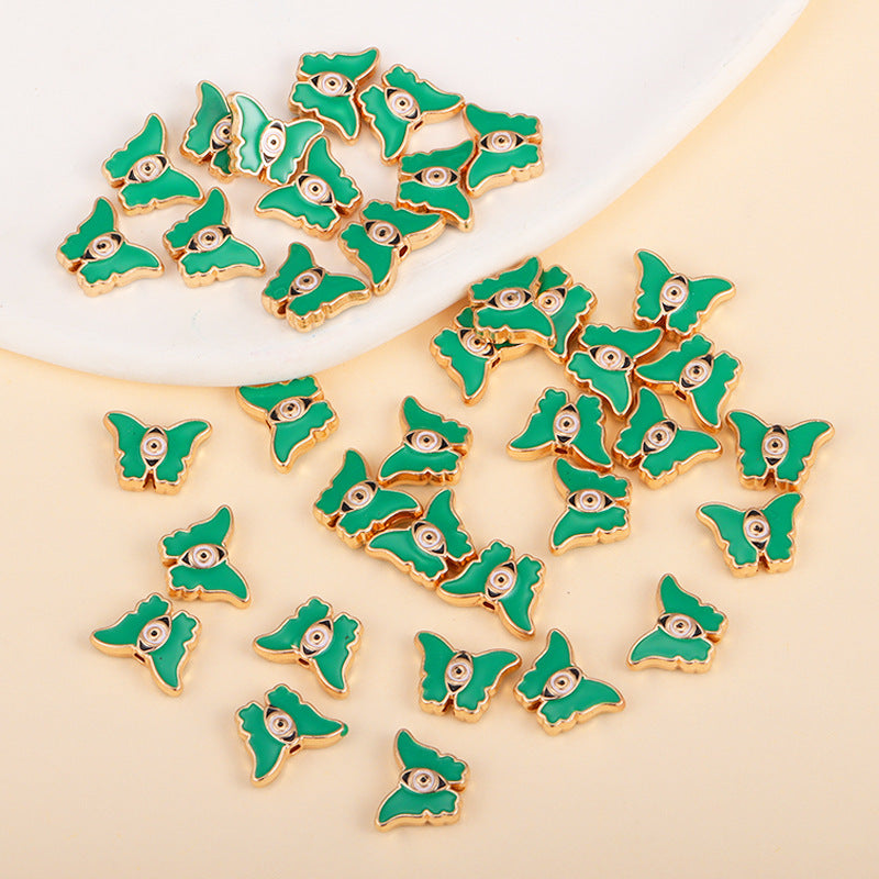 Irregular Shaped Metal Beads Double-Sided Enamel Evil Eye 20pcs 14