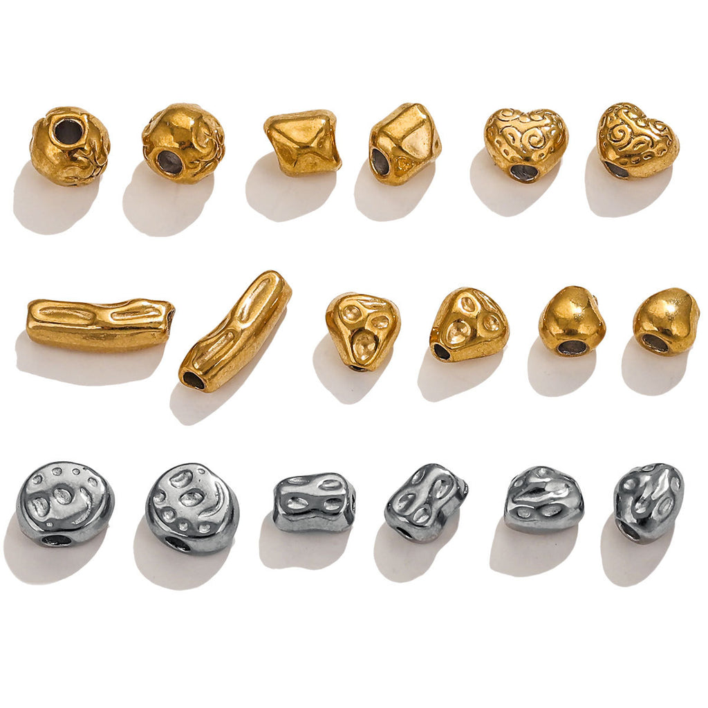 Stainless Steel Baroque Metal Beads Textured Vintage Style 20pcs 5