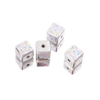 Silver Hello Kitty Printed Acrylic Square Beads 15mm 10pcs 5