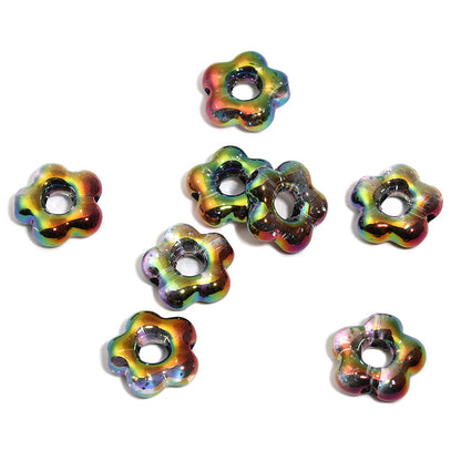 Plating Hollow Glitter Five Petal Flower Acrylic Beads 19mm 50pcs 10