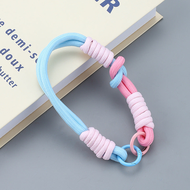 Dual Color Knotted Double Ring Phone Wristlet Keychain Nylon 3pcs 7