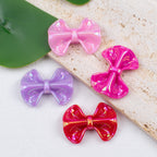 Plated Fat Bow Acrylic Beads 24mm Solid Glossy Color 100pcs 2