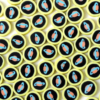 Flat Clay Beads 9mm Planet Series Colorful Space Designs 100pcs 8