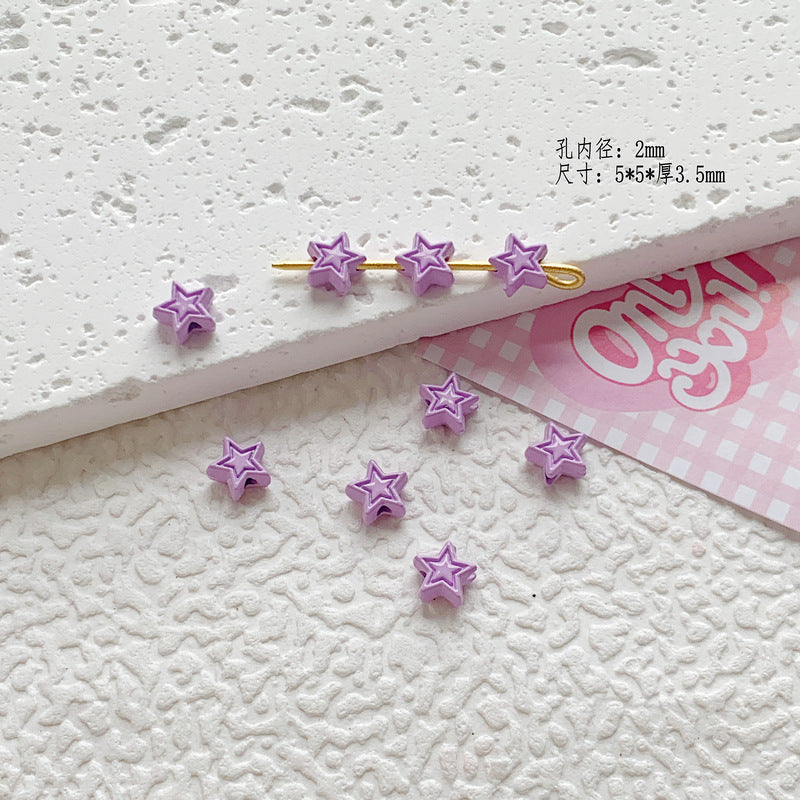 Star Butterfly Metal Beads 5mm Candy Colored Baked Painted 20pcs 22