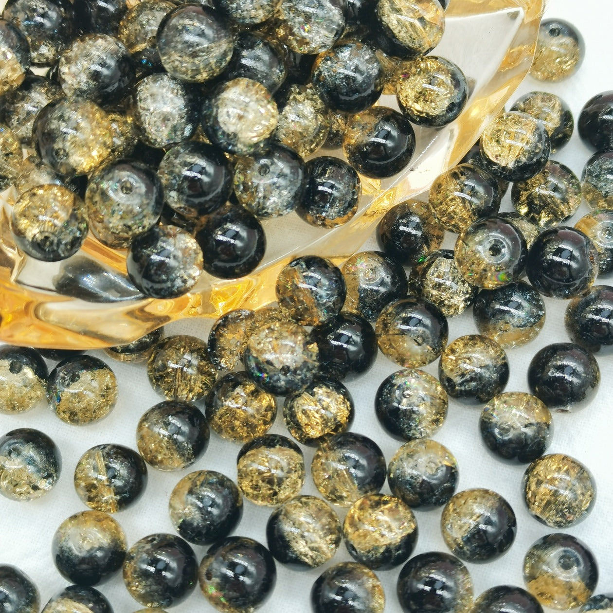 Crackle Glass Beads Round 10mm Transparent Mixed Colors 50pcs 54
