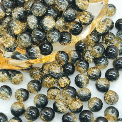 Crackle Glass Beads Round 10mm Transparent Mixed Colors 50pcs 54
