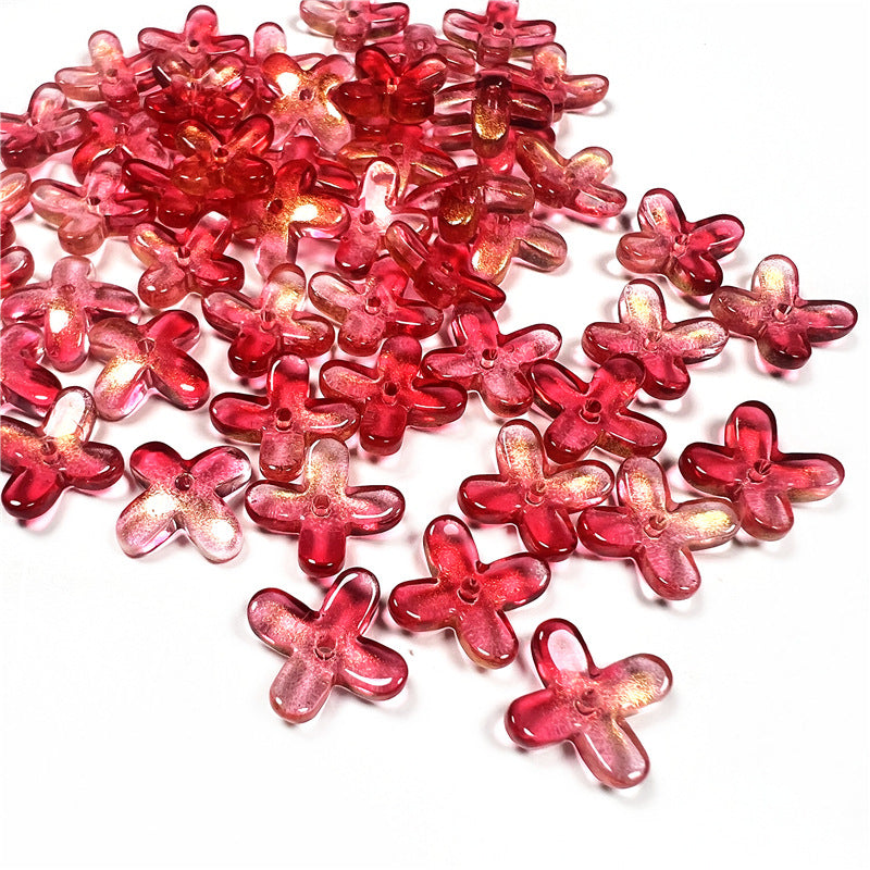 Czech Glass Beads Osmanthus 11.5mm Emerald Green Four-Petal 50pcs 3