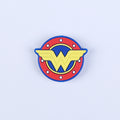Silicone Focal Beads Wonder Woman Circle Badge W Emblem 20pcs
