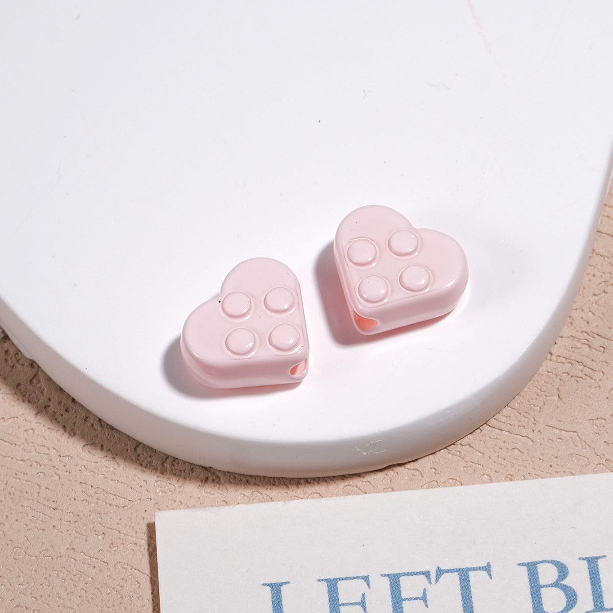 Painted Heart Acrylic Beads 12mm Glossy Raised Dot Detail 50pcs 17