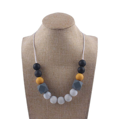 Silicone Beaded Keychain Necklace Matte Marble Hexagon Beads 13