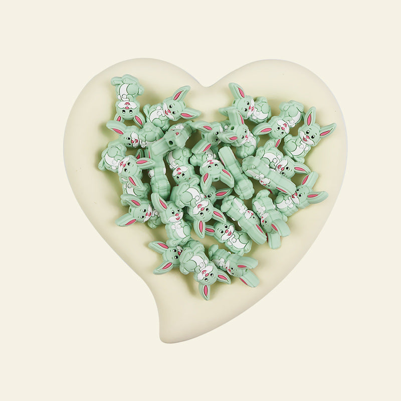 Silicone Focal Beads Rabbit Sitting Pose Long Ears 20pcs 7