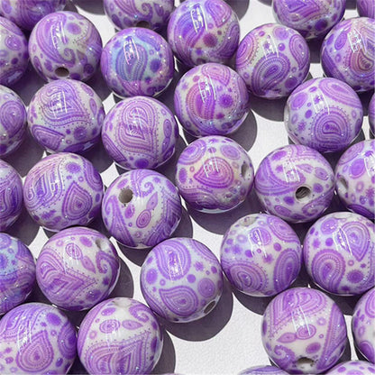 Plating Round Acrylic Beads 16mm Bohemian Style Glossy 100pcs 4