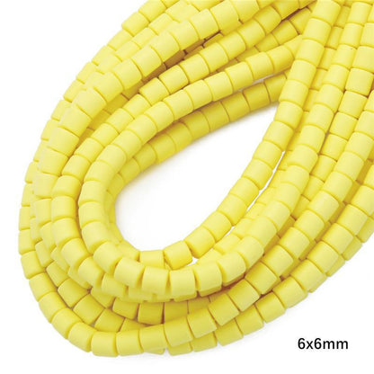 Cylindrical Clay Beads 6mm Colorful Polymer 62pcs 14