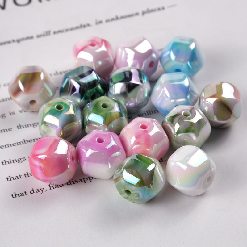 Plating Hexagonal Acrylic Beads 15.8mm Cloud Gradient Color 50pcs 3