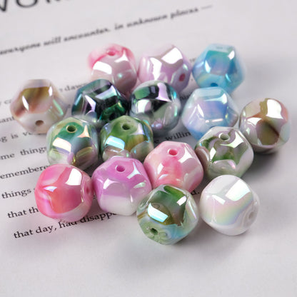 Plating Hexagonal Acrylic Beads 15.8mm Cloud Gradient Color 50pcs 3