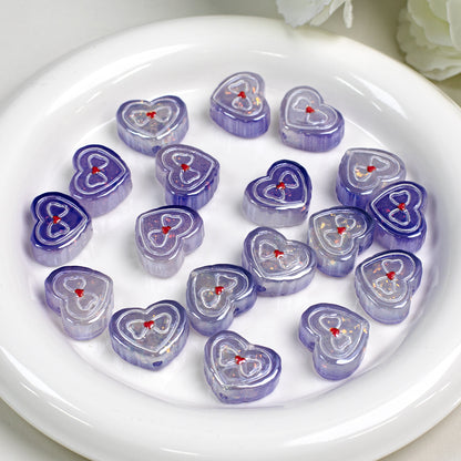 Bow Pattern Heart Resin Beads 20mm Colorful Mixed 10pcs 13