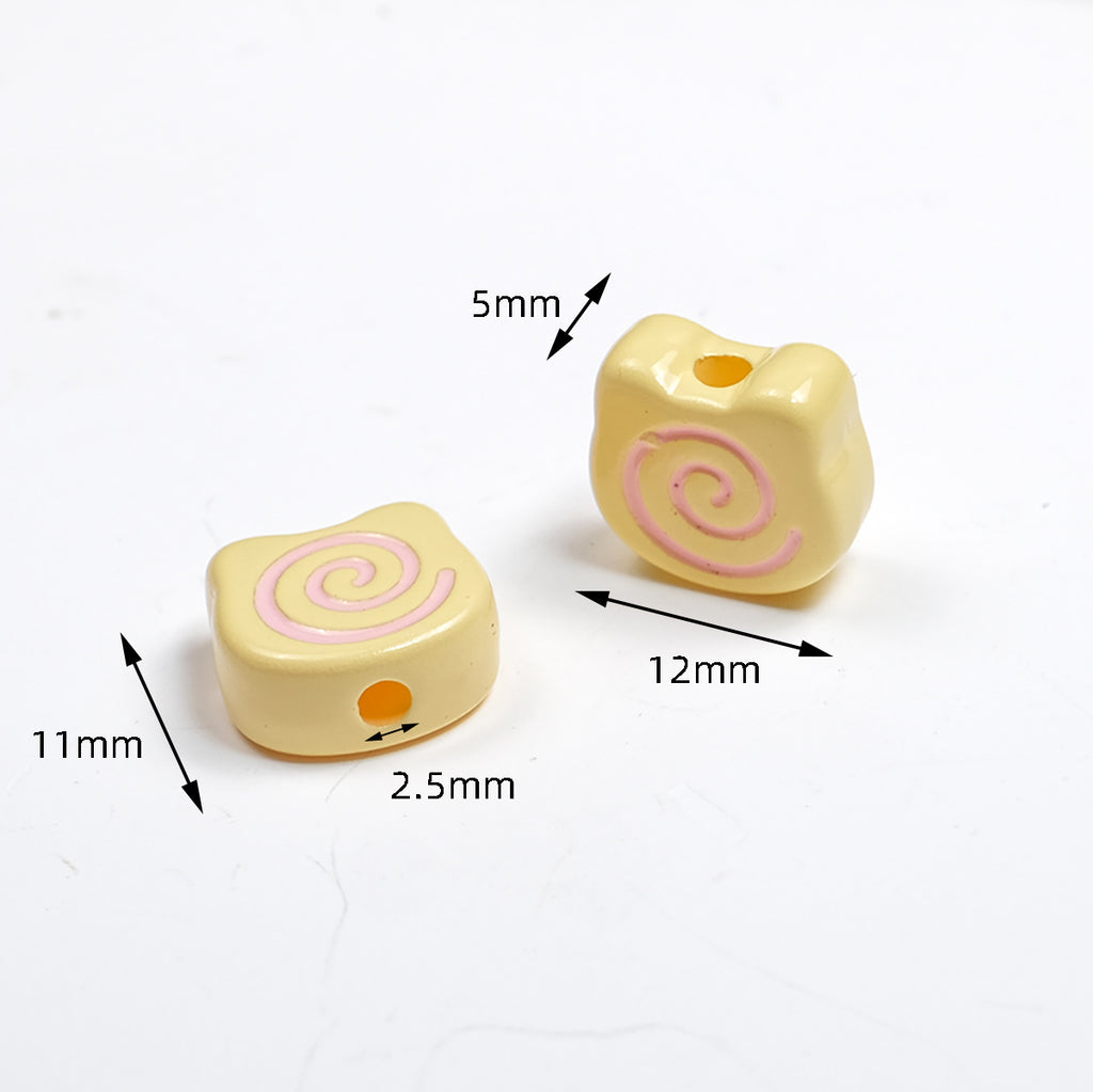 Painted Spiral Bear Acrylic Beads 11mm Colorful Glossy 50pcs 3