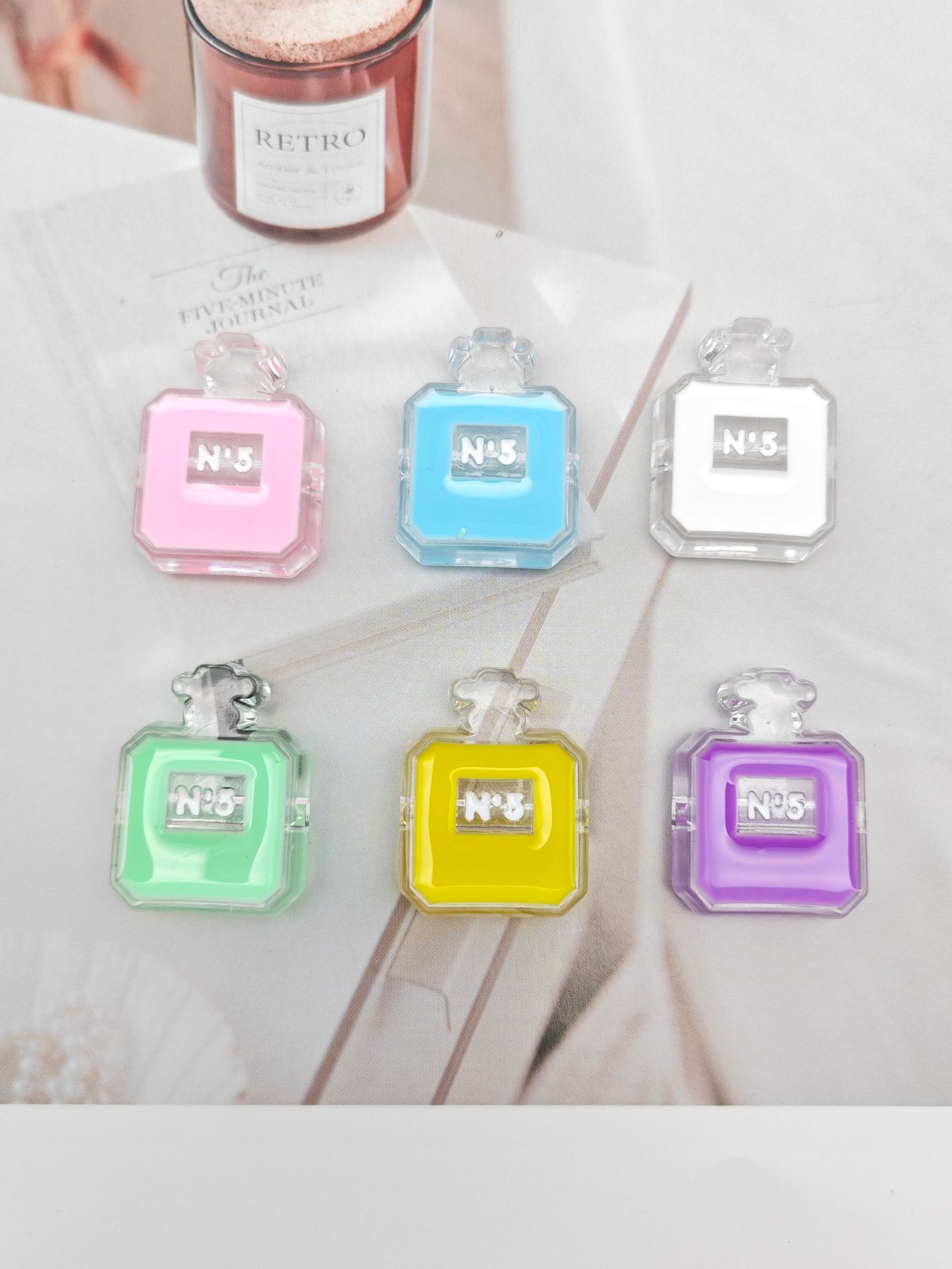 Painted Perfume Bottle Acrylic Beads 29mm Enamel Finish 50pcs 6