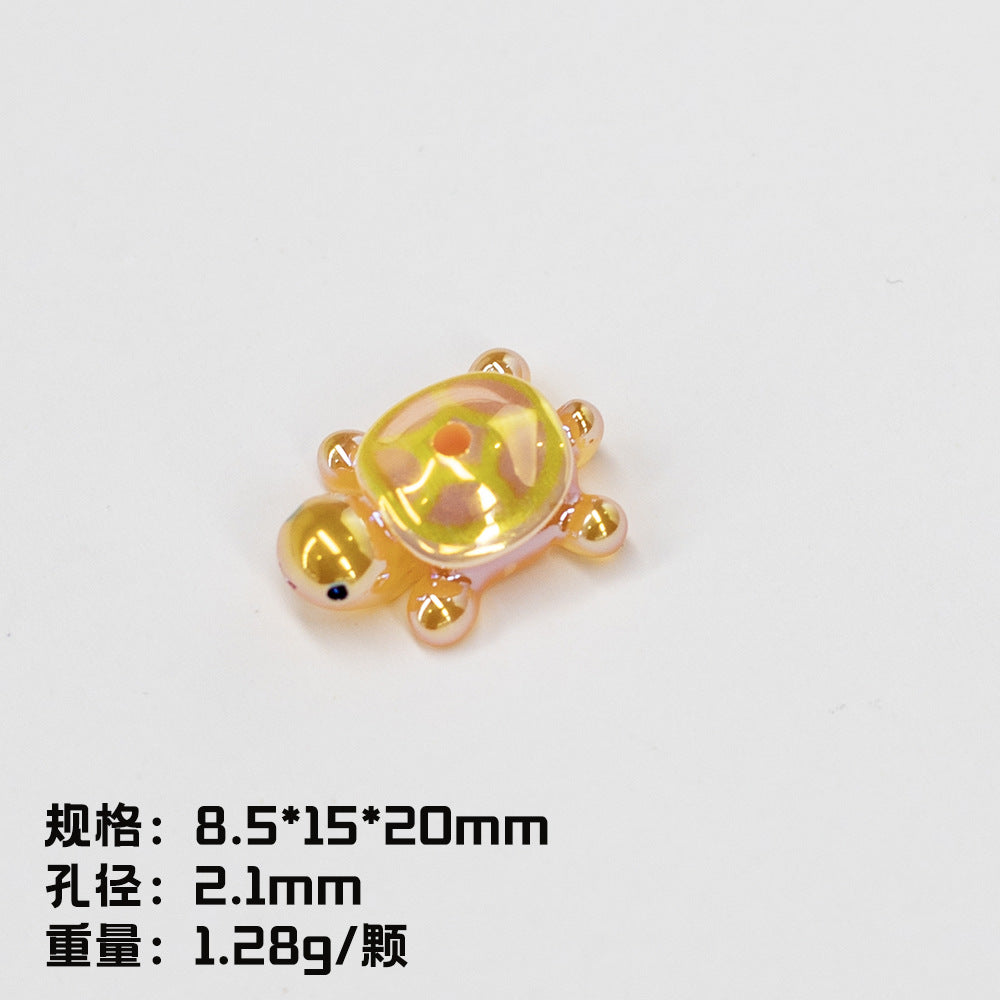 Glow In The Dark 3D Turtle Resin Beads 20mm Colorful Glossy 10pcs 10