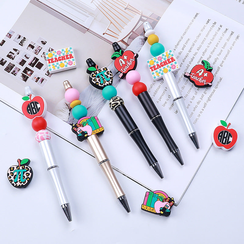 Silicone Focal Beads Apple Teacher School Stationery A Plus Teacher 20pcs 3