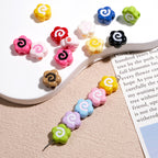Painted Fish Cake Acrylic Beads 10mm Glossy Swirl Mixed Colors 50pcs