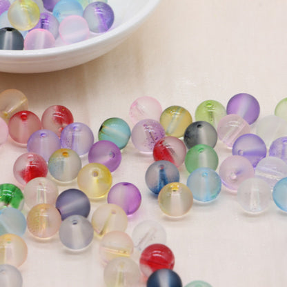 Frosted Glass Beads 8mm Soft Translucent Pastel Colors 50pcs