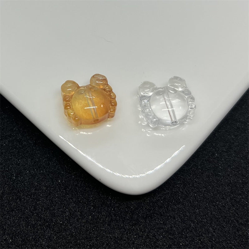Small Crab Glass Beads 14mm Transparent Assorted Colors 100pcs 7