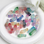 Plating Colorful Fish Bone Resin Beads 24mm 10pcs 4