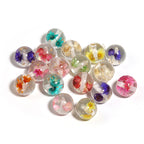Natural Dried Flower Glitter Powder Resin Beads 16/20mm Mixed Colors 25pcs 5