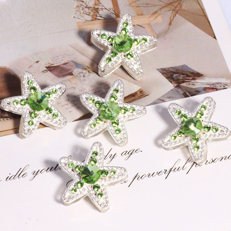 Double Sided Star Rhinestone Beads 21mm Alloy Encrusted 6pcs 9