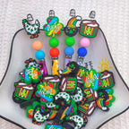 Silicone Focal Beads Lucky Grass Four Leaf Clover Rainbow Pot of Gold 20pcs 2