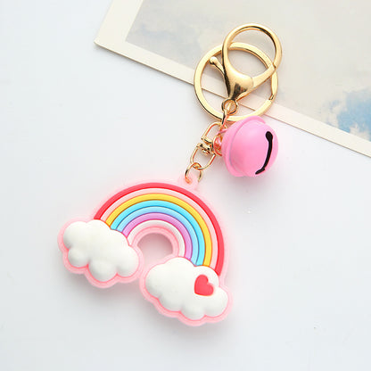 Silicone Rainbow Heart Cloud Keychain Colorful Pastel Charm 4