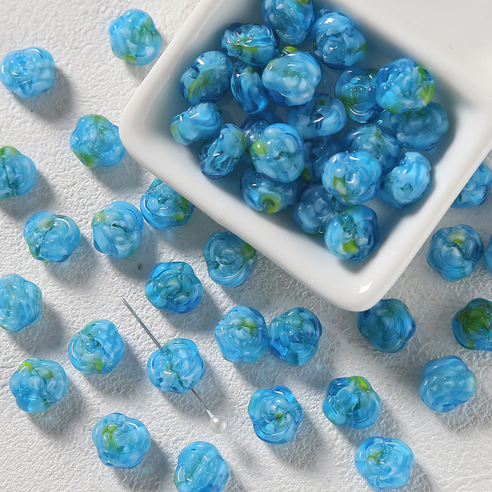 Lampwork Glass Beads Rose 12mm Gradient Color Handmade 10pcs 10