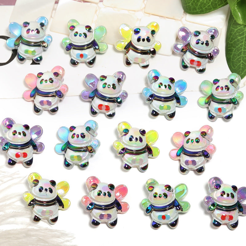 Glow In The Dark Panda Acrylic Beads 23mm Shimmering Wings 25pcs 4