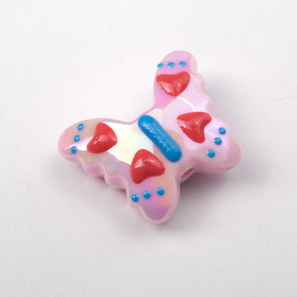 Colorful Plating Butterfly Acrylic Beads 29mm Mixed Smooth Faceted 10pcs 4