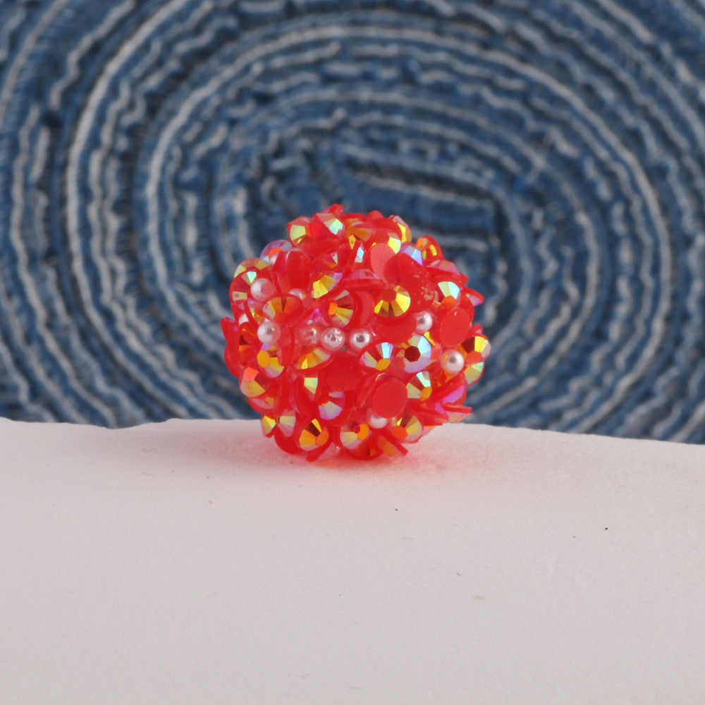 Glitter Bubblegum Beads 14mm Sequin Cluster Rhinestone 10pcs 9