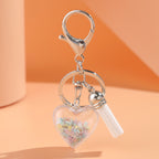 Acrylic Rainbow Pearl Heart Keychain with Pastel Beads and Green Tassel 4