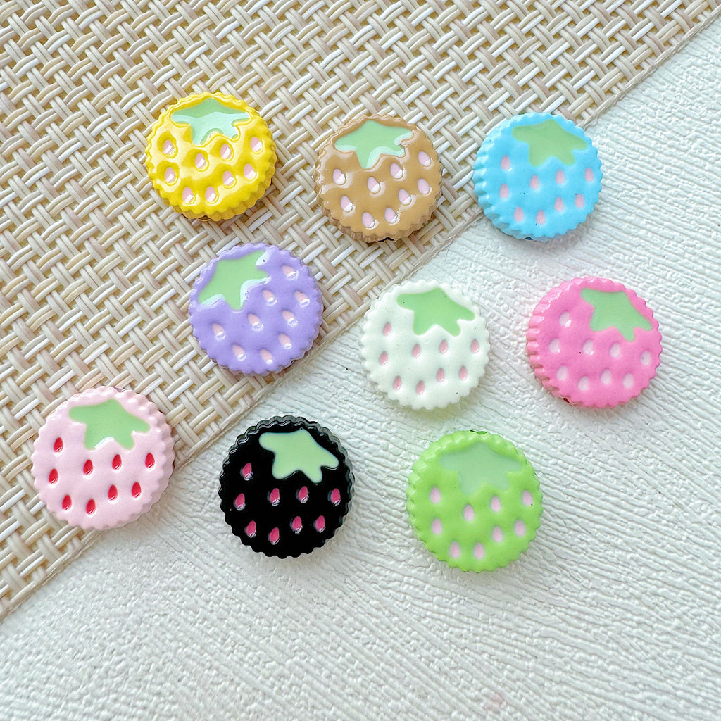 Strawberry Biscuit Metal Beads 13mm Painted Enamel 10pcs