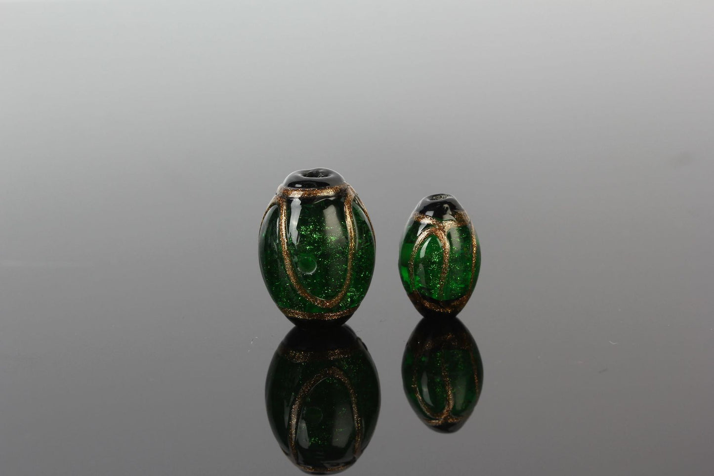 Vintage Glitter Oval Lampwork Glass Beads 11x16mm 10pcs 6