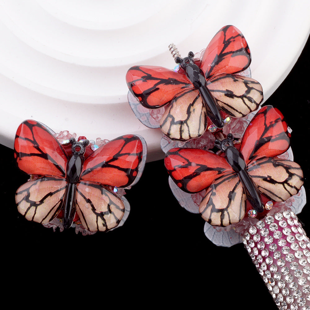 Vintage Radiant Butterfly Resin Beads 35mm Detailed Colorful 2pcs 8