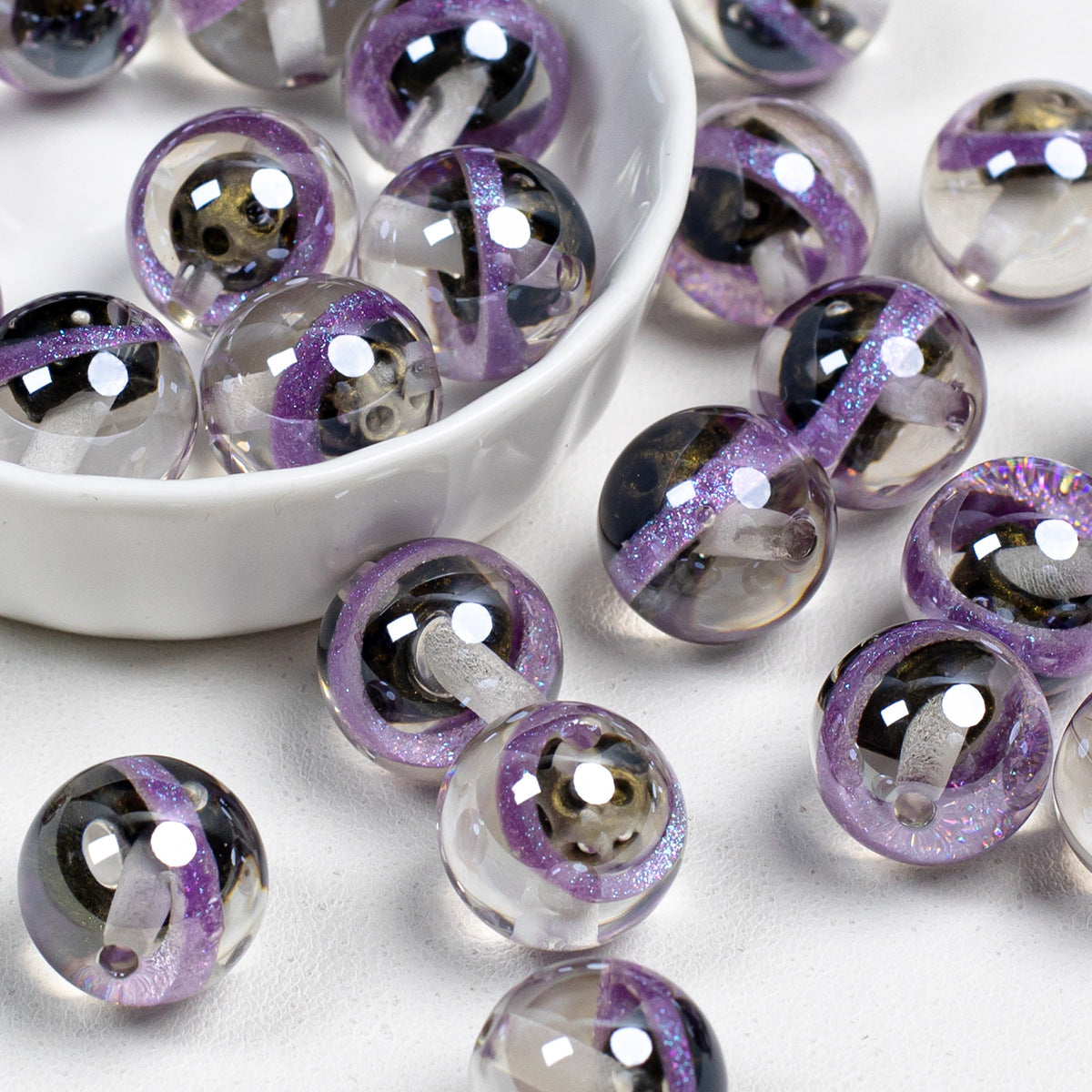 Clear Planet Halo Round Resin Beads 16mm Multicolor 10pcs 18