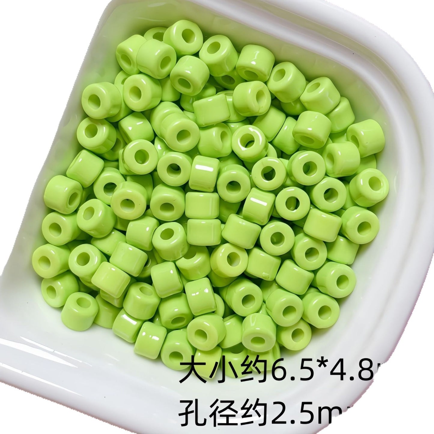 Solid Color Cylindrical Pony Beads Acrylic 6mm 50pcs 5