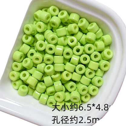 Solid Color Cylindrical Pony Beads Acrylic 6mm 50pcs 5