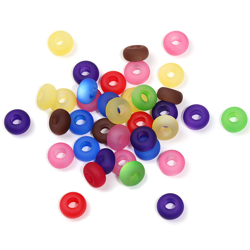 Acrylic Donut Spacer Beads 14mm Matte Imitation Opal 50pcs 5