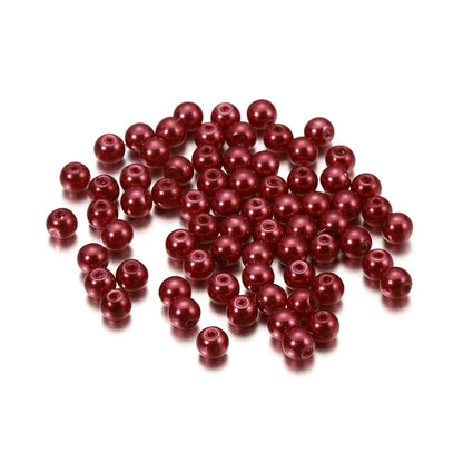 Pearl Glass Beads 8mm Imitation Smooth Glossy Mixed Colors 100pcs 33