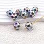 Plating Round Acrylic Beads 16mm UV Sports Ball Pattern 20pcs 8