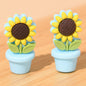 Silicone Focal Beads Sunflower Flowerpot Brown Pot Yellow Flower 20pcs 9