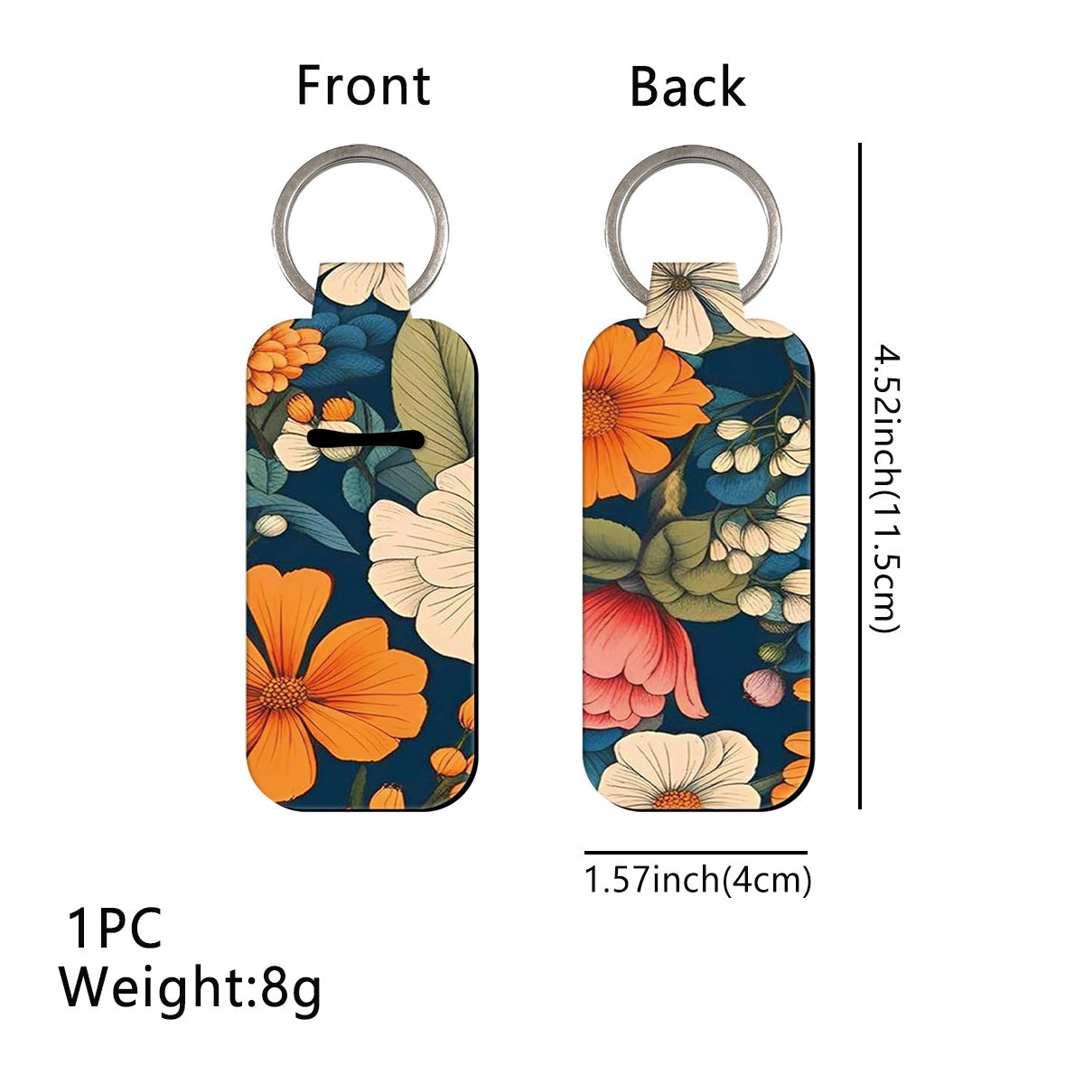 Blossom Pattern Chapstick Holder Neoprene Functional Keychain 3pcs 9